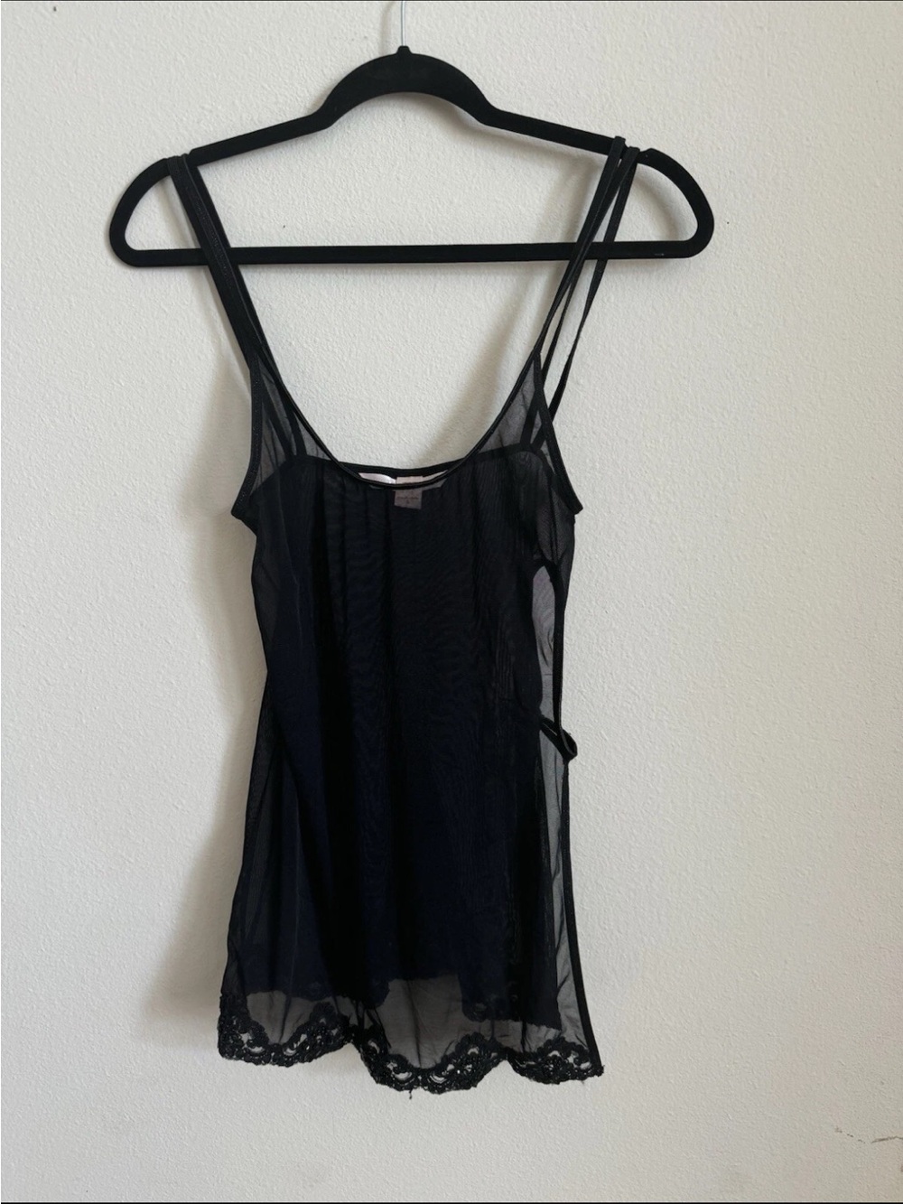 Vintage Y2K Victoria’s Secret Black Lace Cut Out Babydoll Dress Size S